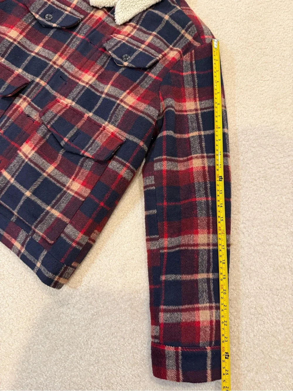 Banana Republic Plaid Wool Blend Sherpa Collar Jacket Men’s Medium
